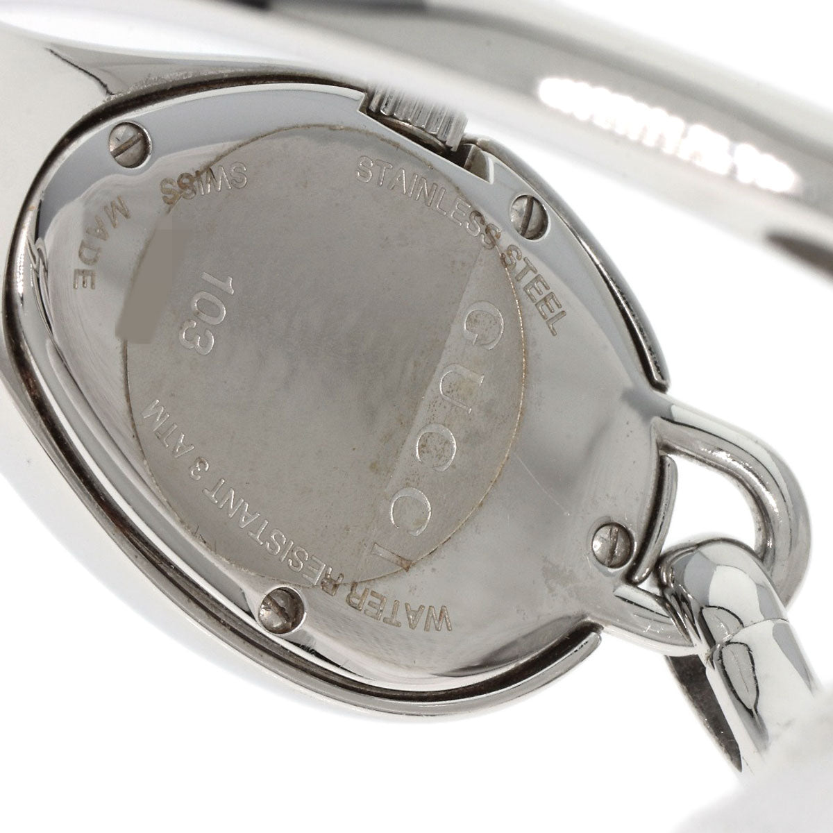 GUCCI Watches Quartz 103 Stainless Steel Silver Horsebit Bezel Diamond white dial