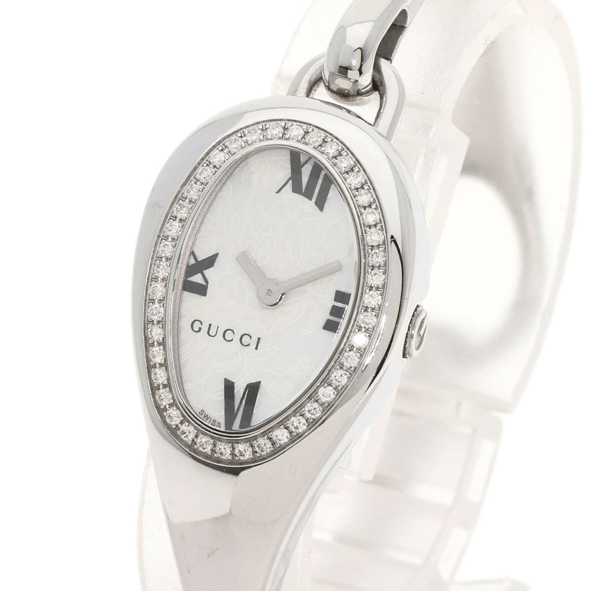 GUCCI Watches Quartz 103 Stainless Steel Silver Horsebit Bezel Diamond white dial