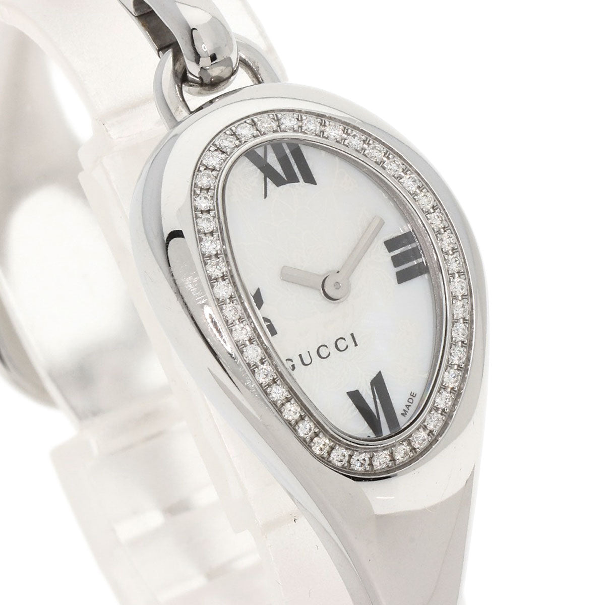 GUCCI Watches Quartz 103 Stainless Steel Silver Horsebit Bezel Diamond white dial