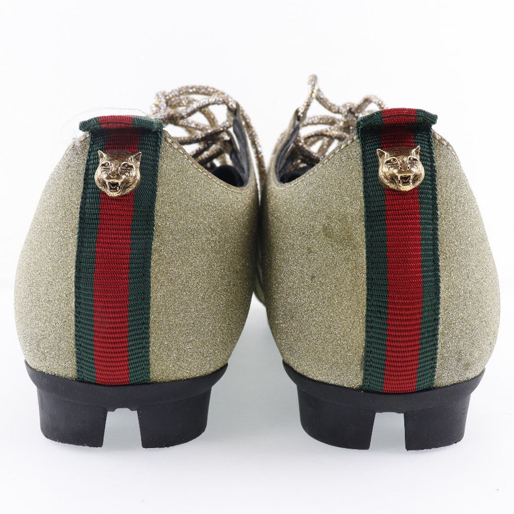 GUCCI sneakers 419548 Rubber gold Glitter Cat head Sherry line mens 7 Used