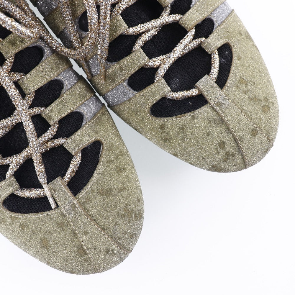 GUCCI sneakers 419548 Rubber gold Glitter Cat head Sherry line mens 7 Used