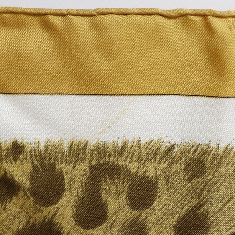 HERMES scarf silk yellow helmet and feather CASQUES et PLUMETS Carre90 Women Used
