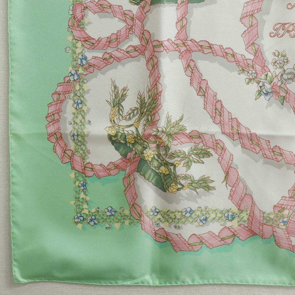 HERMES scarf silk Green Spring celebration LE SACRE du PRINTEMPS Carre90 Women Used