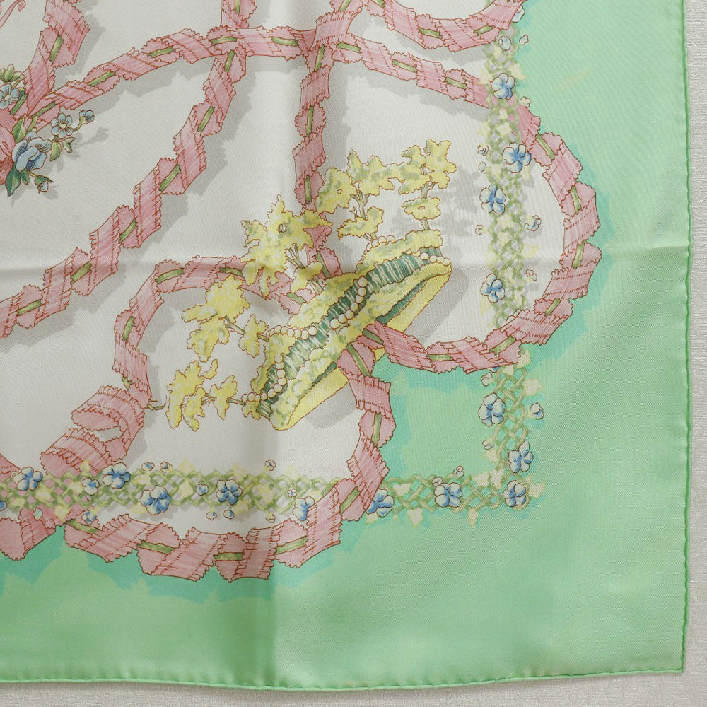HERMES scarf silk Green Spring celebration LE SACRE du PRINTEMPS Carre90 Women Used