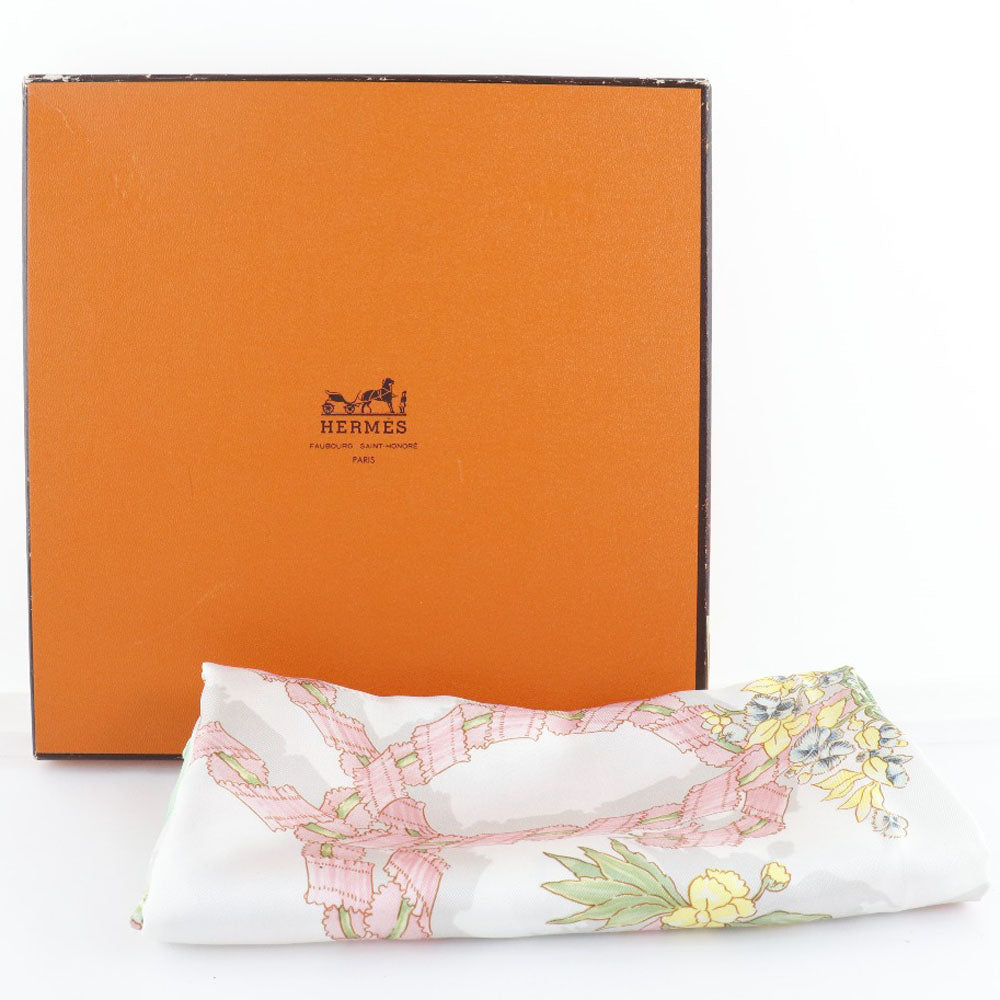 HERMES scarf silk Green Spring celebration LE SACRE du PRINTEMPS Carre90 Women Used