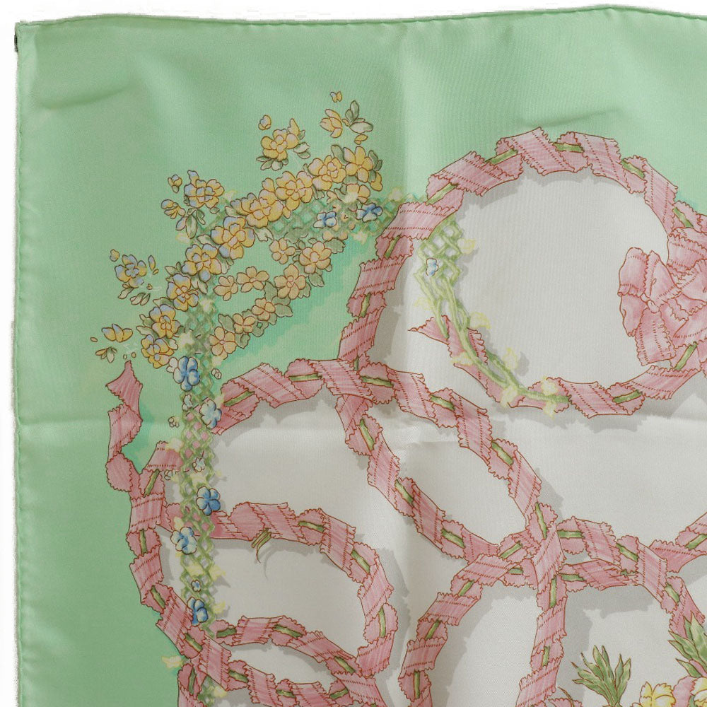 HERMES scarf silk Green Spring celebration LE SACRE du PRINTEMPS Carre90 Women Used