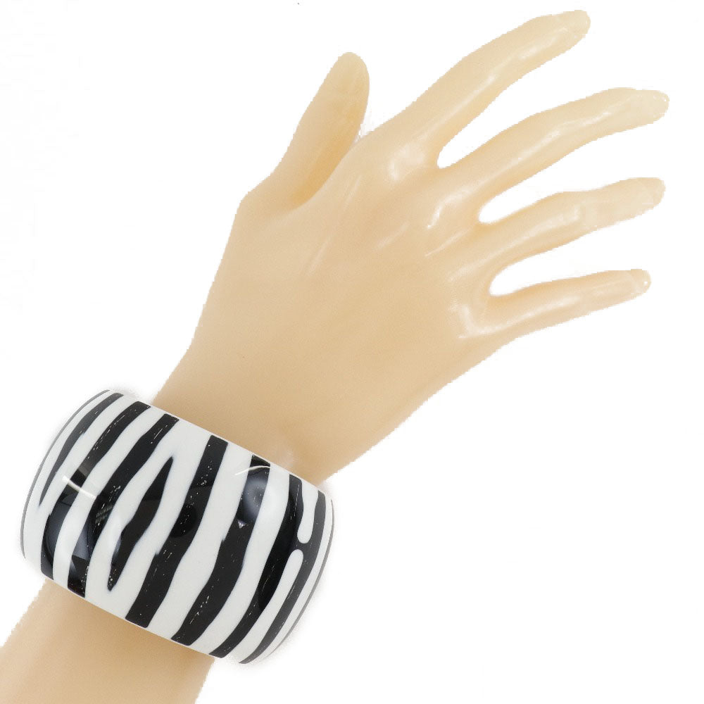 HERMES Bangle Lacquerwood Black / white Women S Used