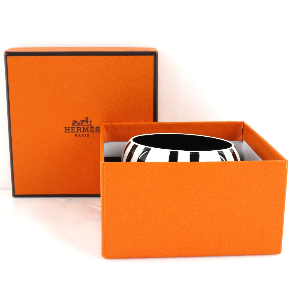 HERMES Bangle Lacquerwood Black / white Women S Used