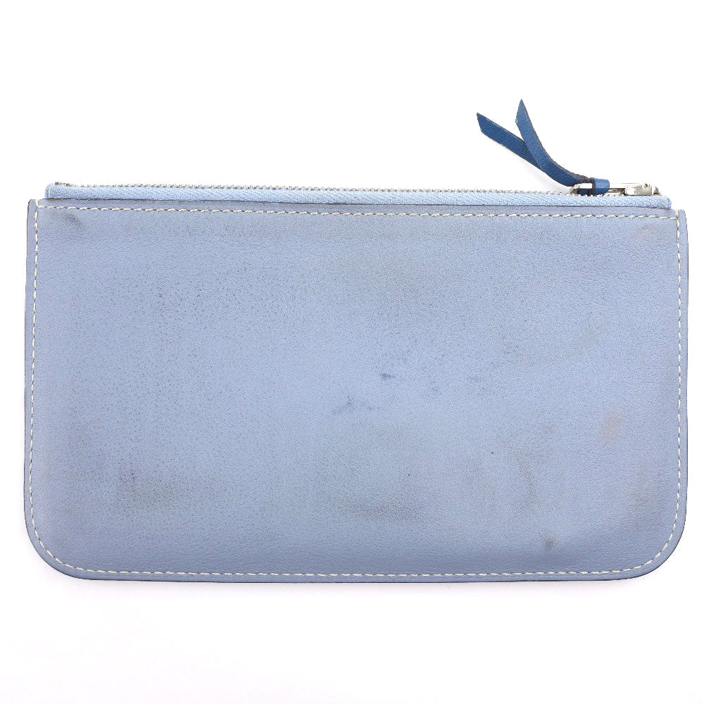 HERMES Long Wallet Purse Calfskin Blue Dogon unisex(Unisex) Used