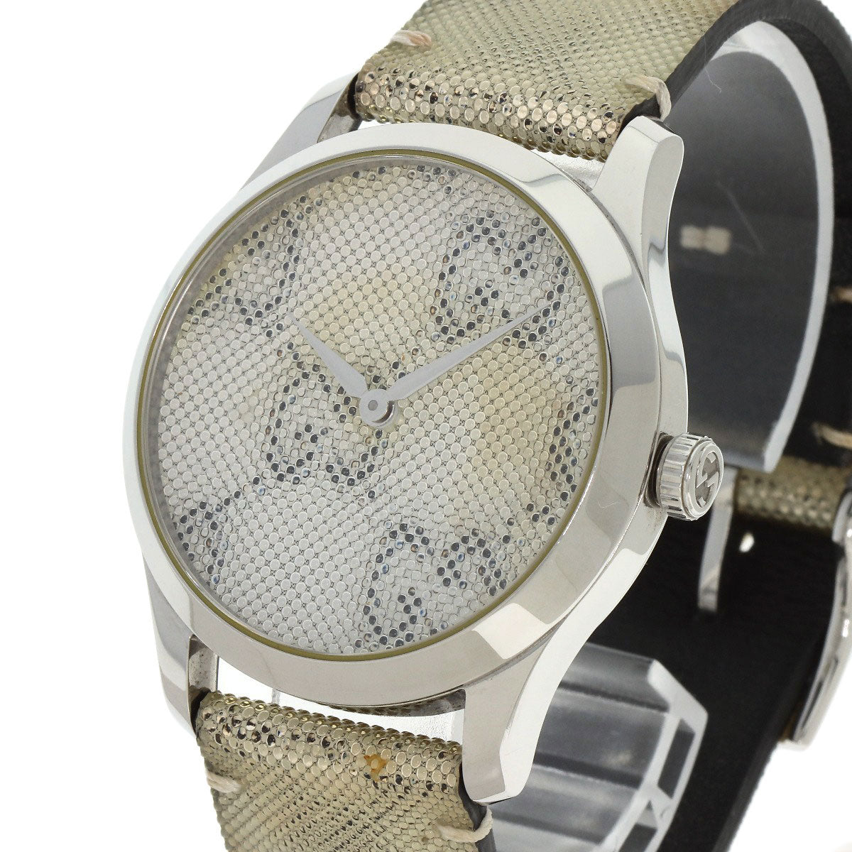 GUCCI Watches Quartz 126.4 Stainless Steel, Leather Silver G timeless hologram hologram dial mens Used