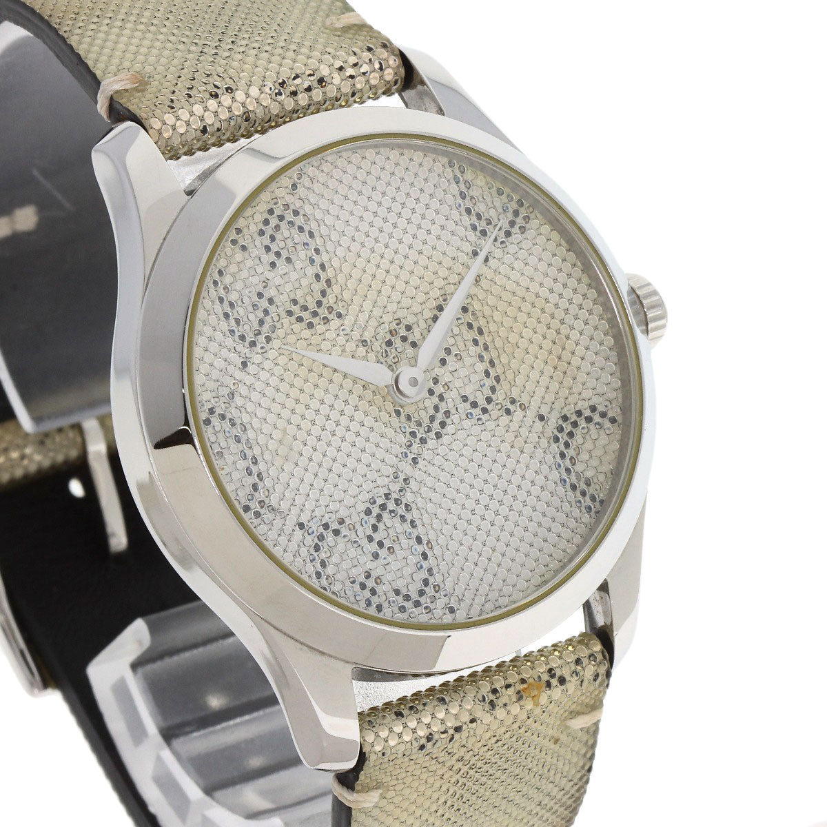 GUCCI Watches Quartz 126.4 Stainless Steel, Leather Silver G timeless hologram hologram dial mens Used