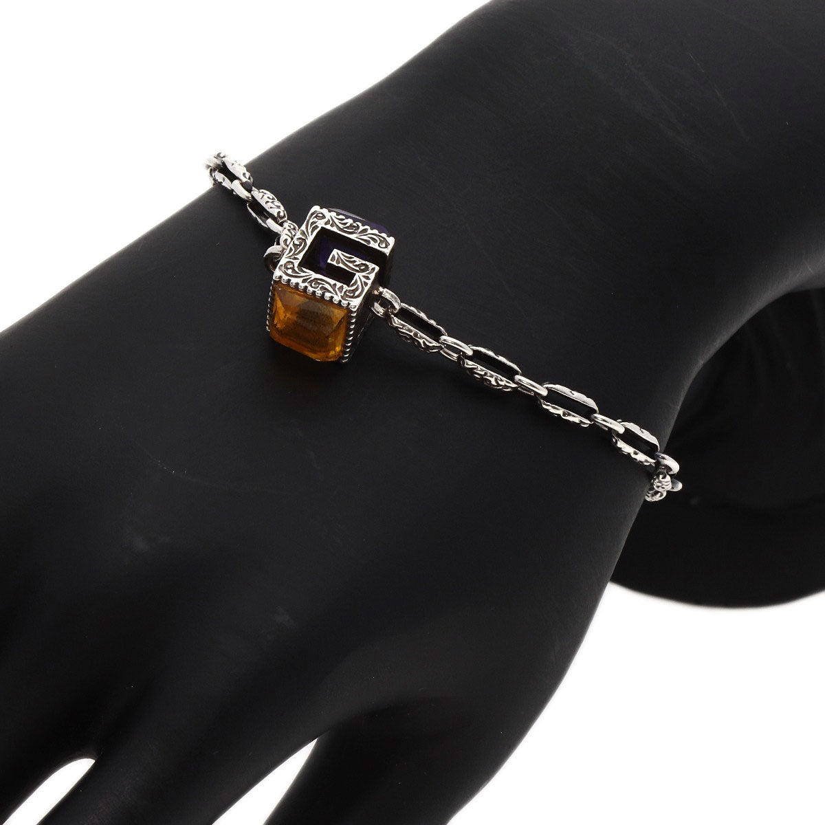 GUCCI bracelet SV Silver Citrine Amethyst #16 Women Used