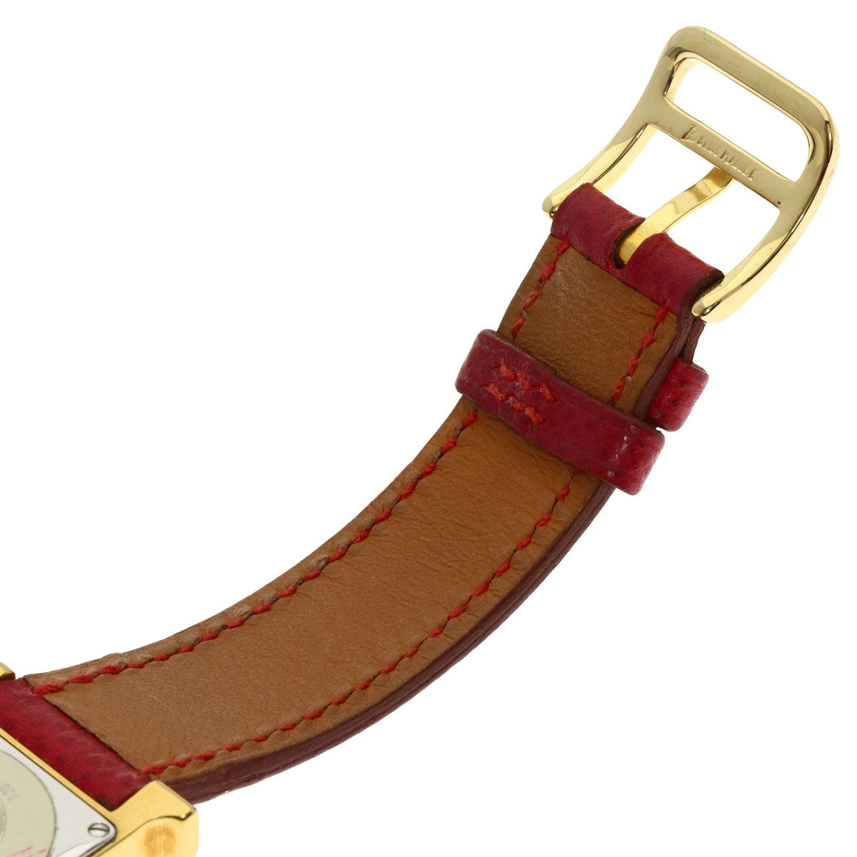 HERMES Watches Quartz HH1.201 Gold Plated, Leather gold H watch Silver dial Women Used