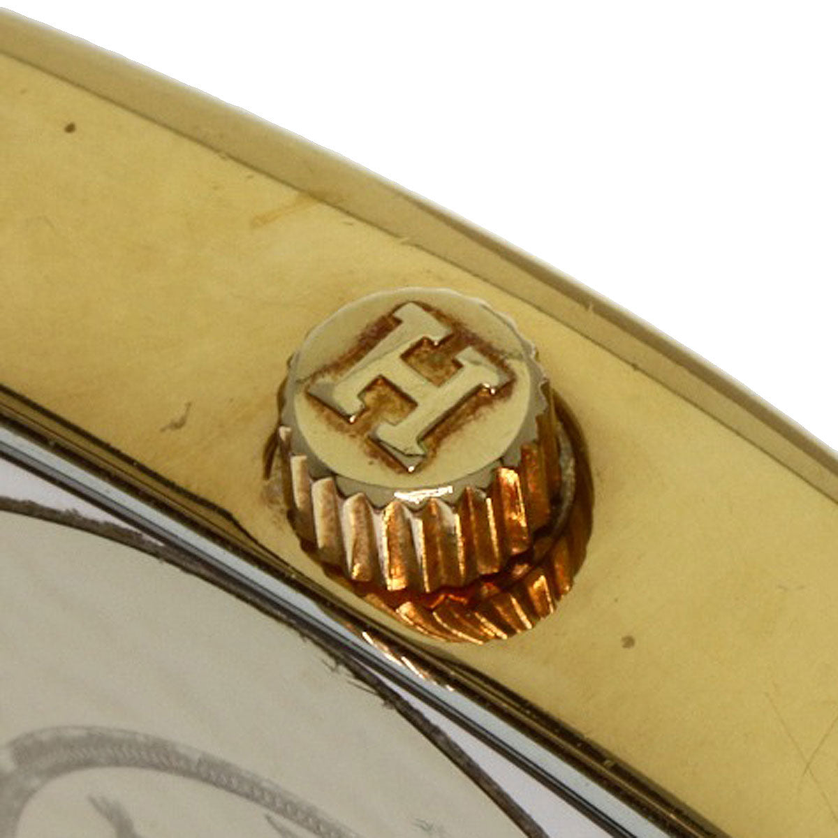 HERMES Watches Quartz HH1.201 Gold Plated, Leather gold H watch Silver dial Women Used