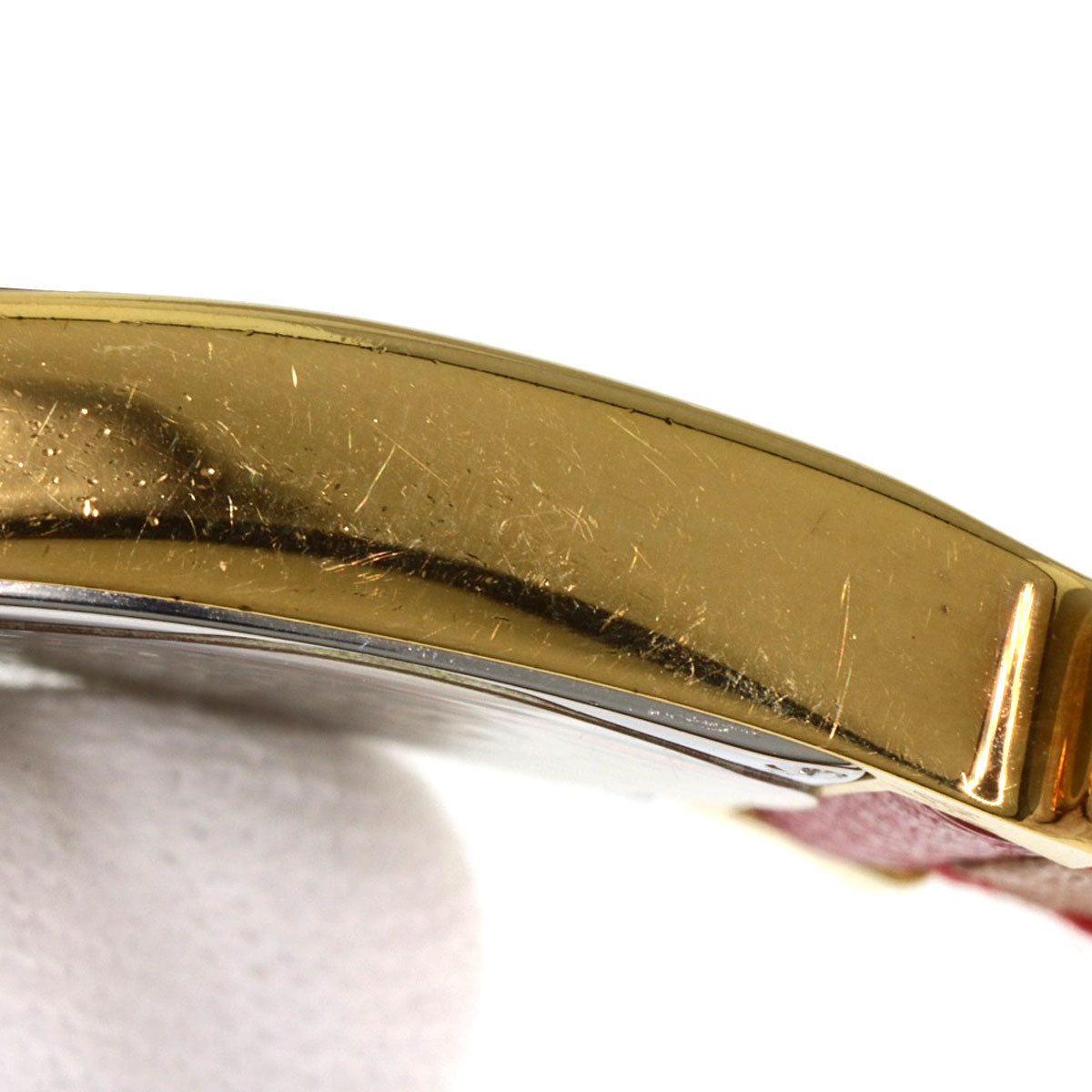 HERMES Watches Quartz HH1.201 Gold Plated, Leather gold H watch Silver dial Women Used