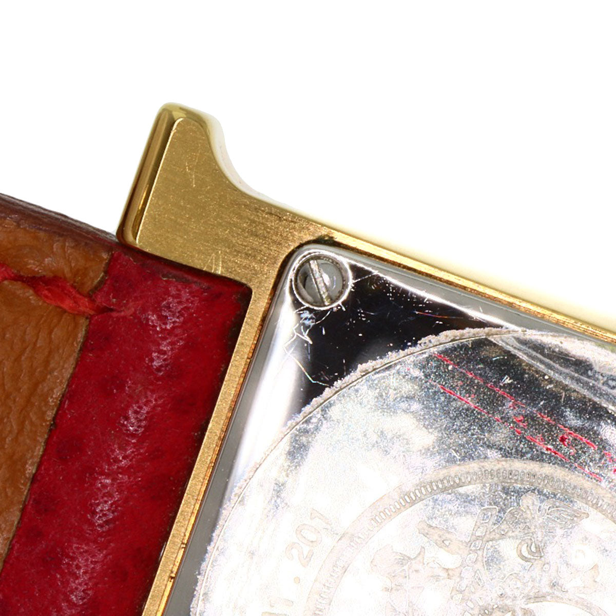 HERMES Watches Quartz HH1.201 Gold Plated, Leather gold H watch Silver dial Women Used