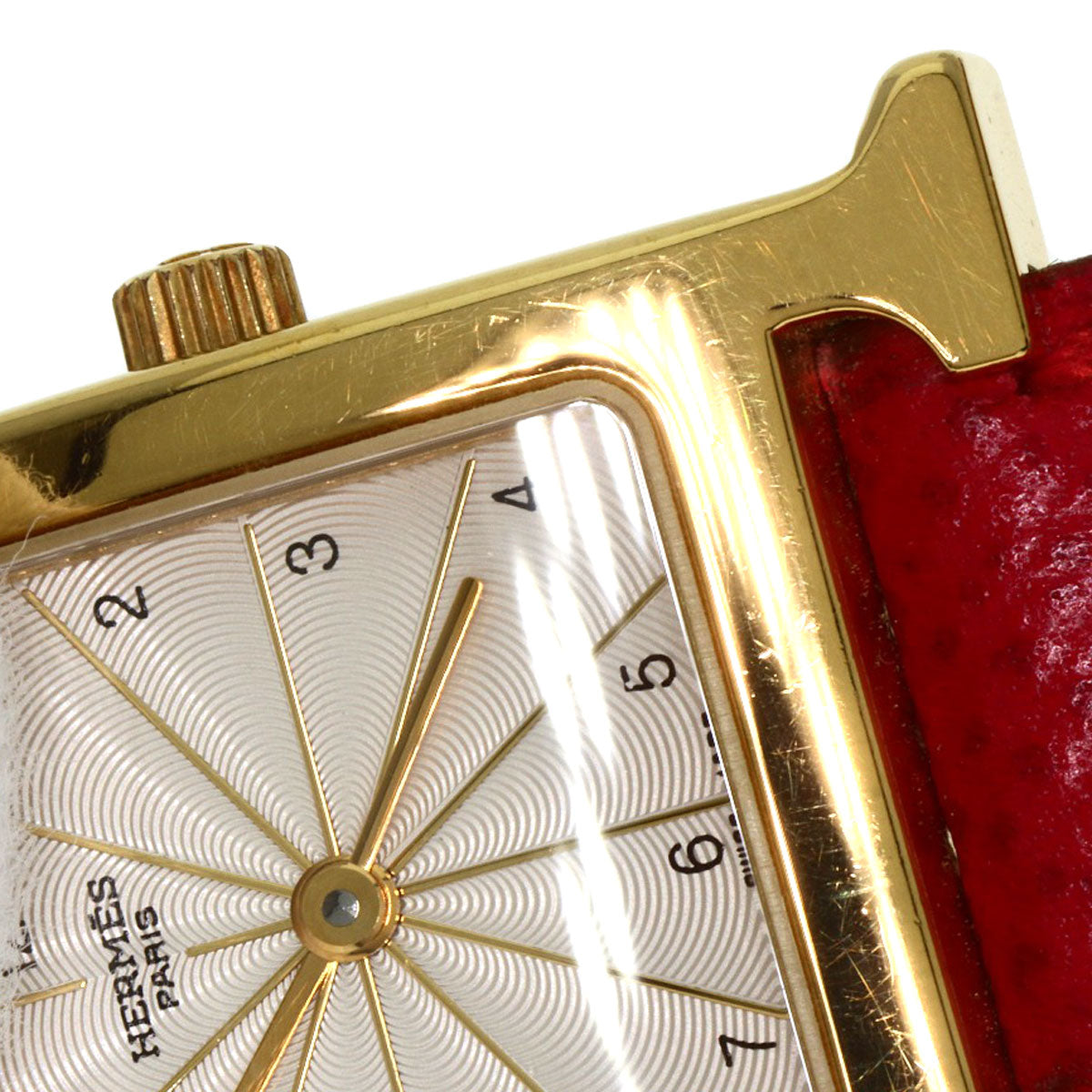 HERMES Watches Quartz HH1.201 Gold Plated, Leather gold H watch Silver dial Women Used