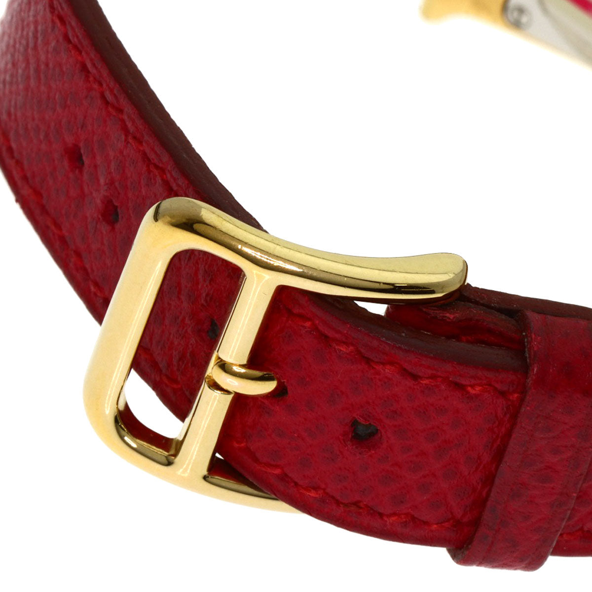 HERMES Watches Quartz HH1.201 Gold Plated, Leather gold H watch Silver dial Women Used