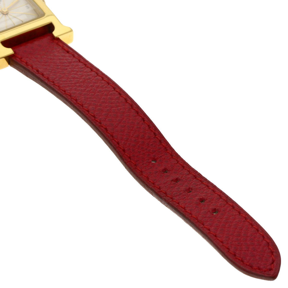 HERMES Watches Quartz HH1.201 Gold Plated, Leather gold H watch Silver dial Women Used