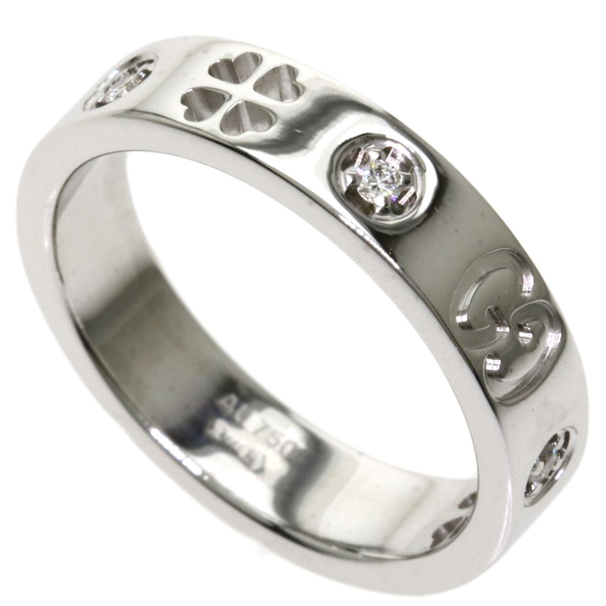 GUCCI Ring K18WG Silver Icon Amor Forever Diamond Women Used
