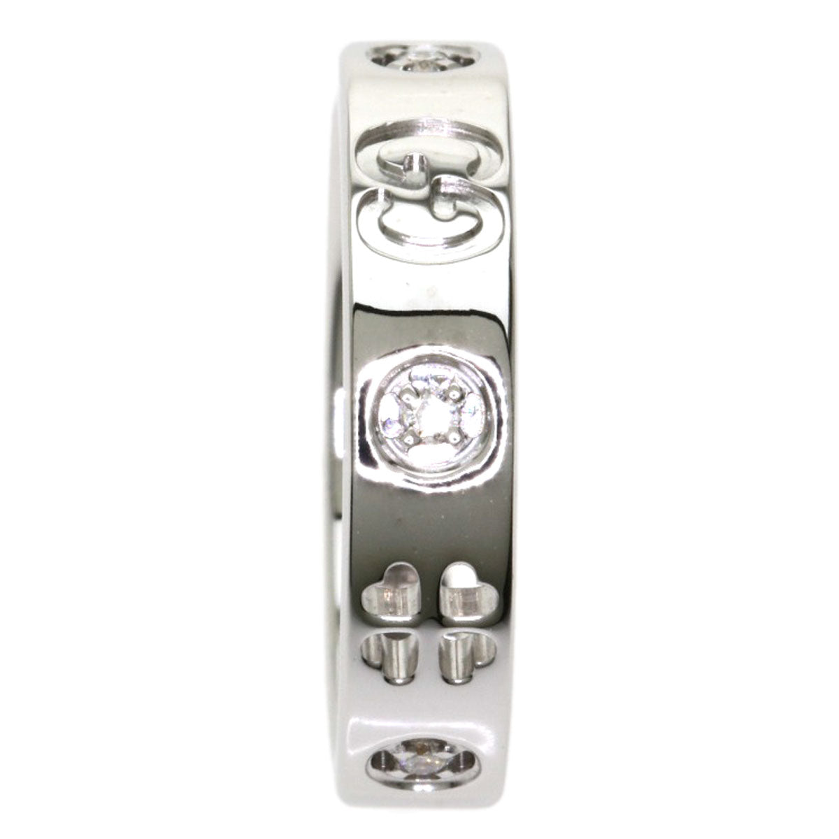 GUCCI Ring K18WG Silver Icon Amor Forever Diamond Women Used