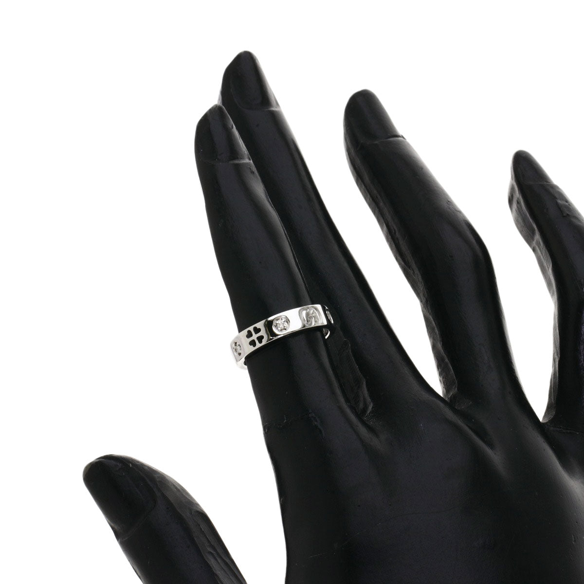 GUCCI Ring K18WG Silver Icon Amor Forever Diamond Women Used