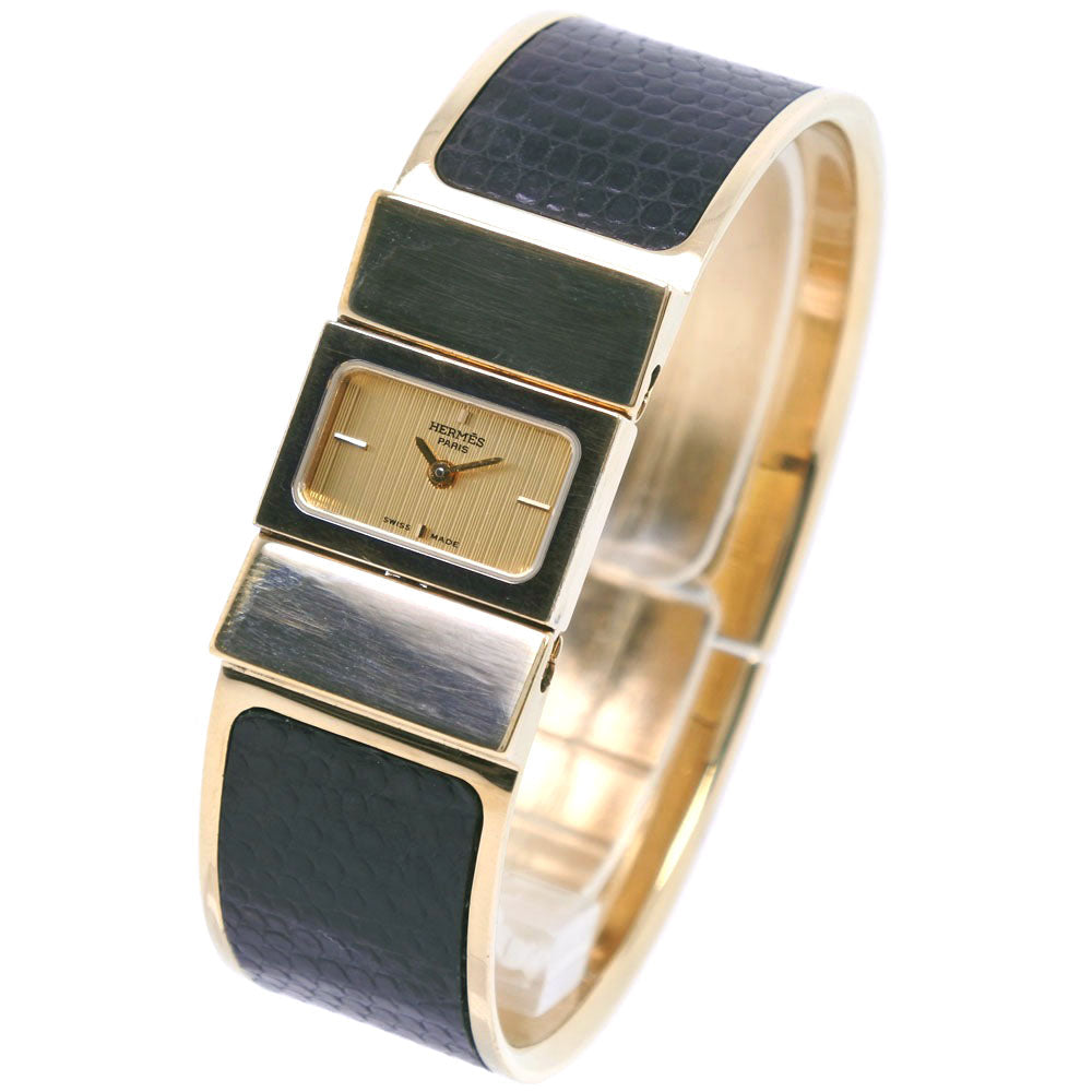 HERMES Watches Quartz L01.201 Plated Gold , Leather gold Location gold dial Women Used