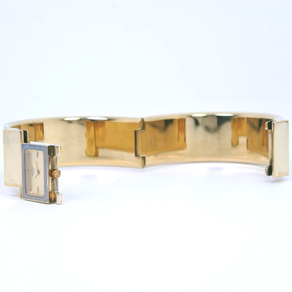 HERMES Watches Quartz L01.201 Plated Gold , Leather gold Location gold dial Women Used