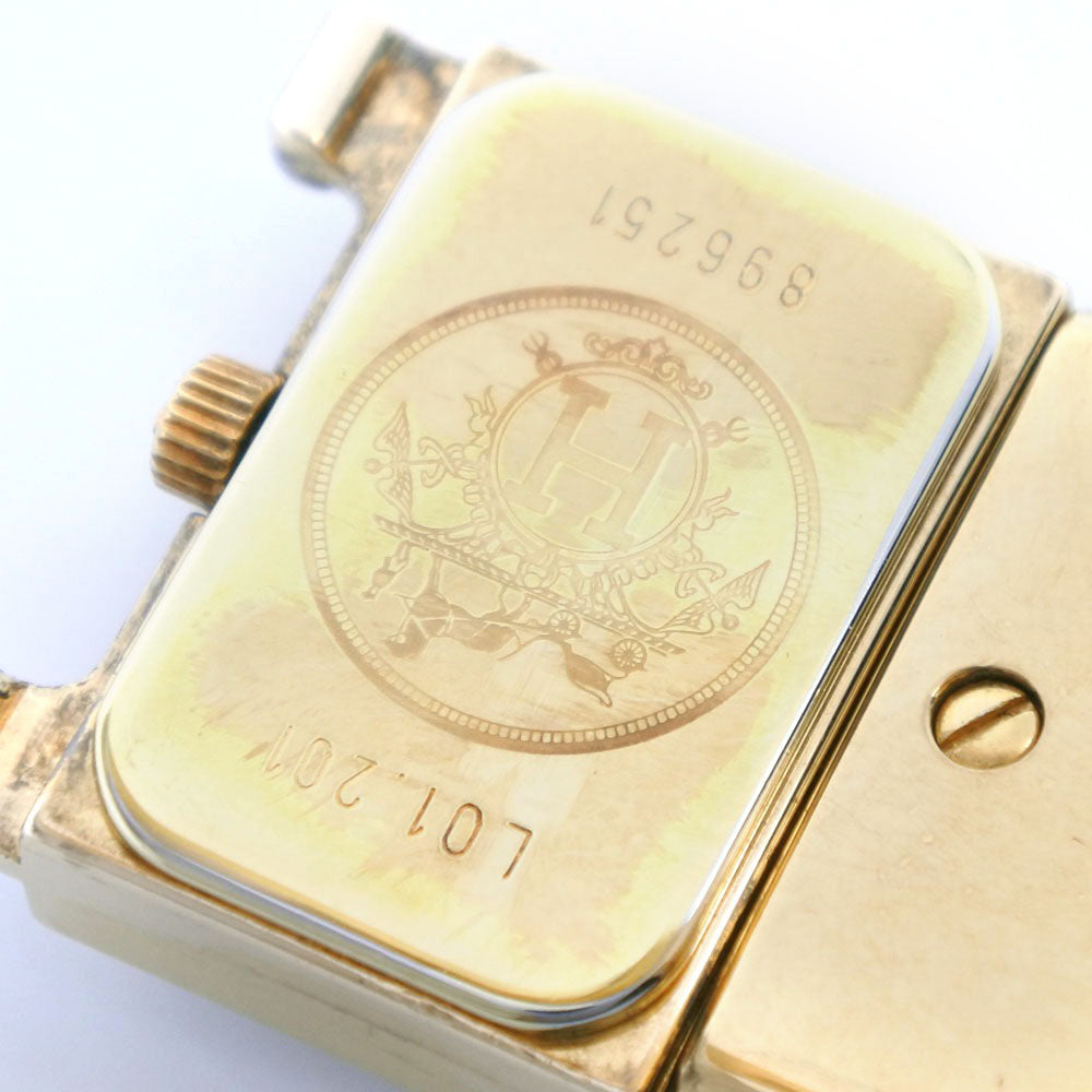 HERMES Watches Quartz L01.201 Plated Gold , Leather gold Location gold dial Women Used