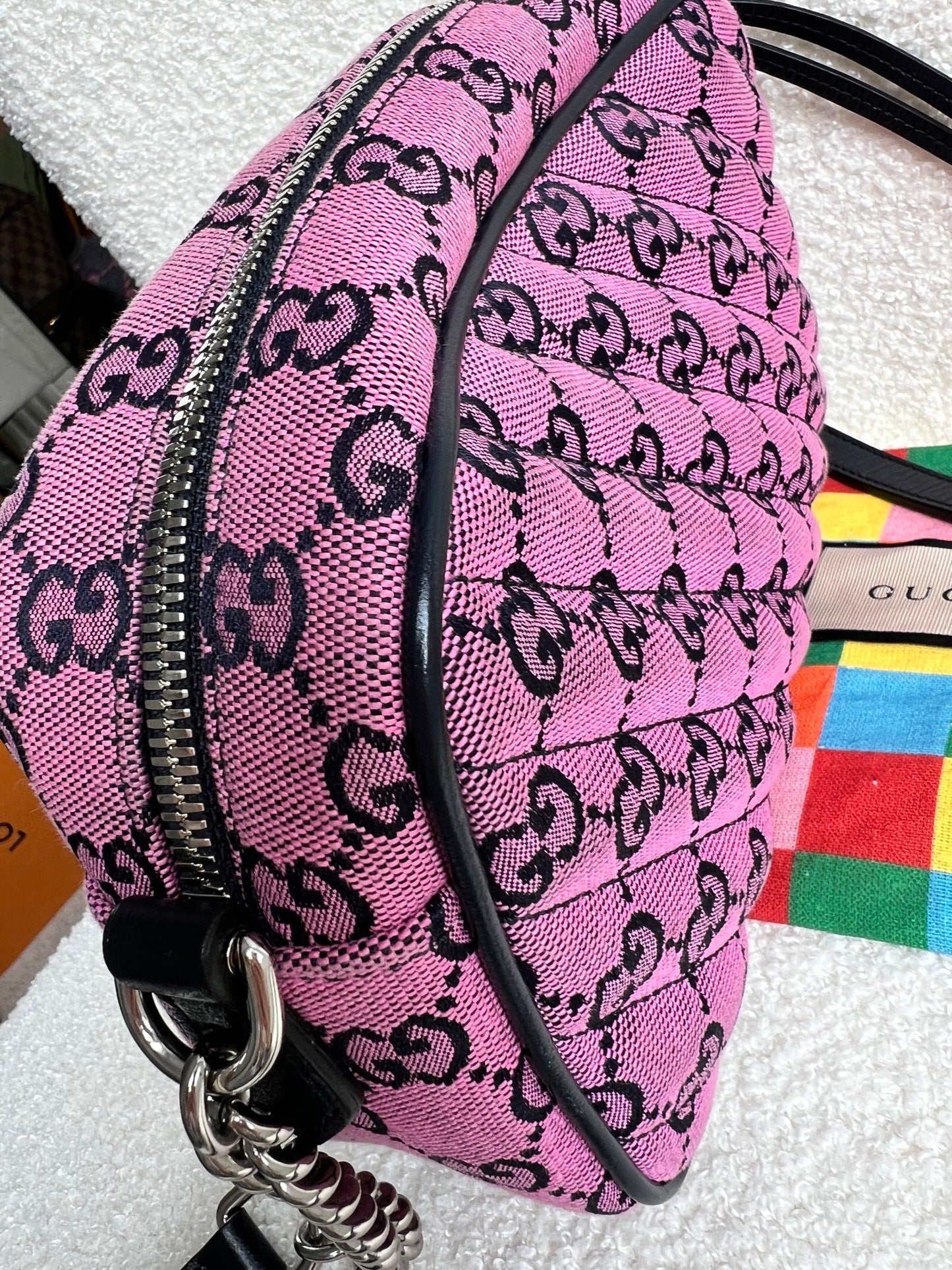 Gucci GG Marmont Pink Canvas Small Shoulder Bag (RRP £1050)