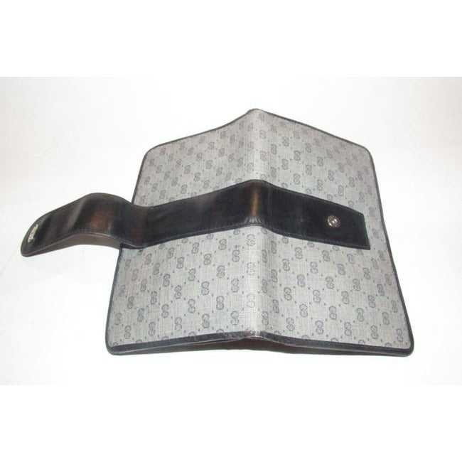 Gucci Blue Small G Logo Print Coated Canvas And Navy Leather With Chrome Accents Vintage Collection