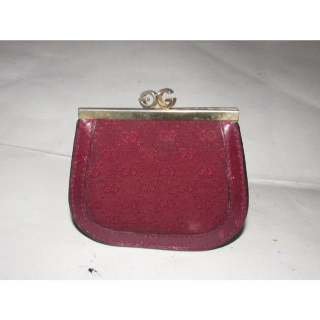 Gucci Burgundy Small G Logo Print Vintage Wallet