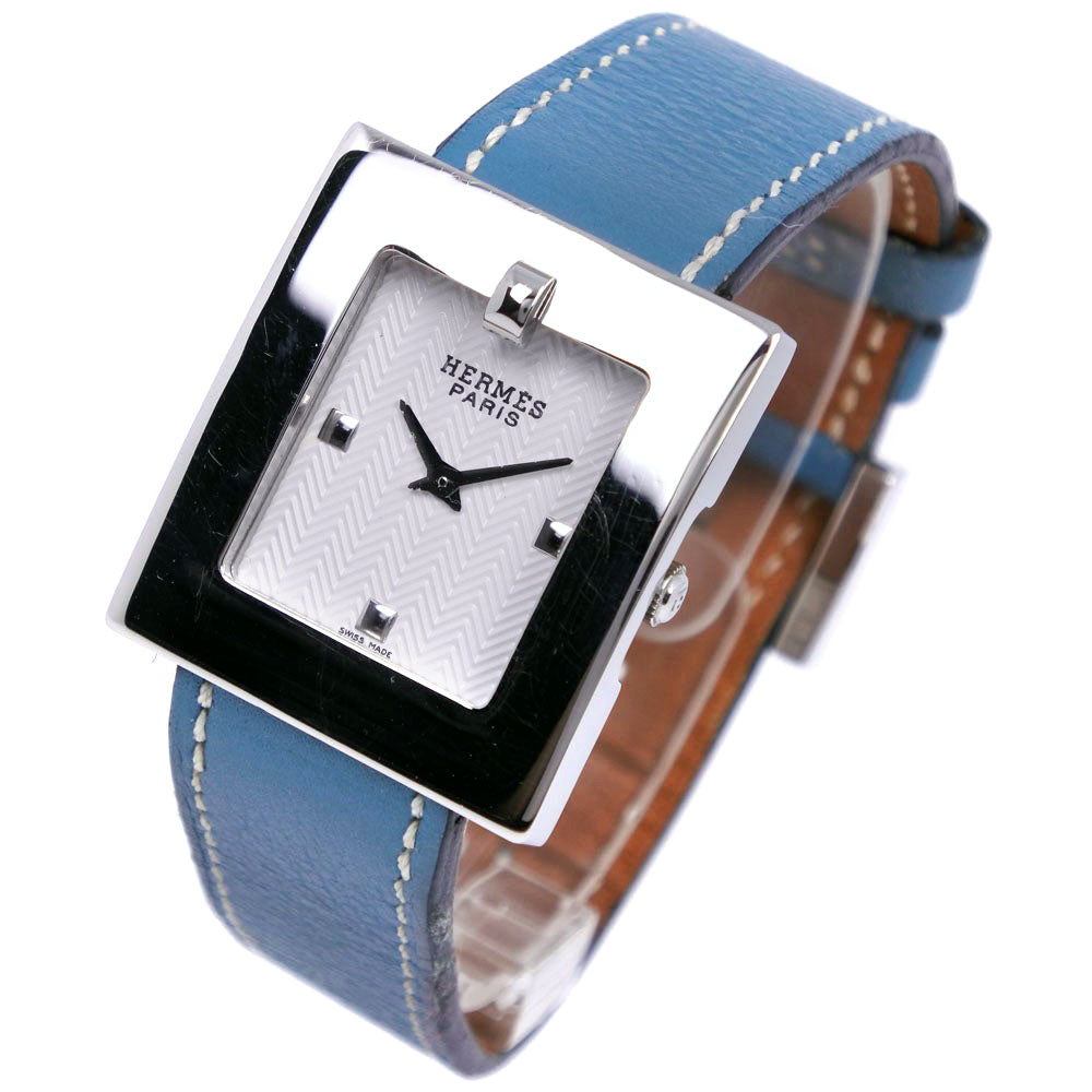 HERMES Watches Quartz BE1.210 Stainless Steel , Leather light blue Belt watch White dial Women Used