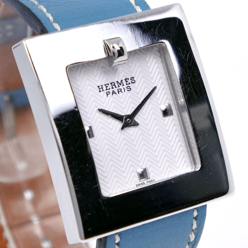 HERMES Watches Quartz BE1.210 Stainless Steel , Leather light blue Belt watch White dial Women Used