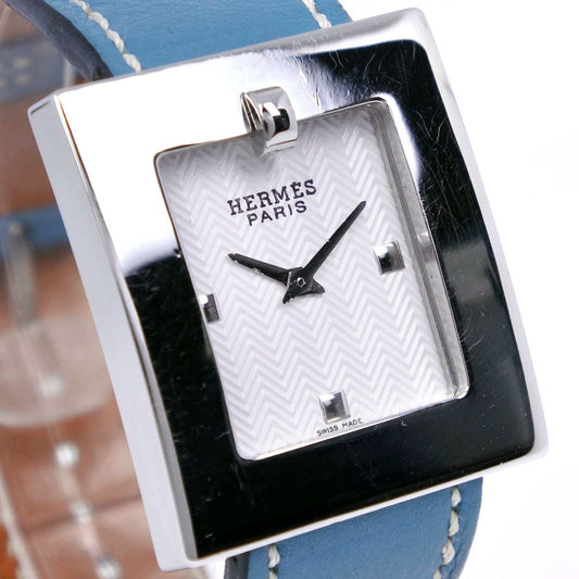 HERMES Watches Quartz BE1.210 Stainless Steel , Leather light blue Belt watch White dial Women Used