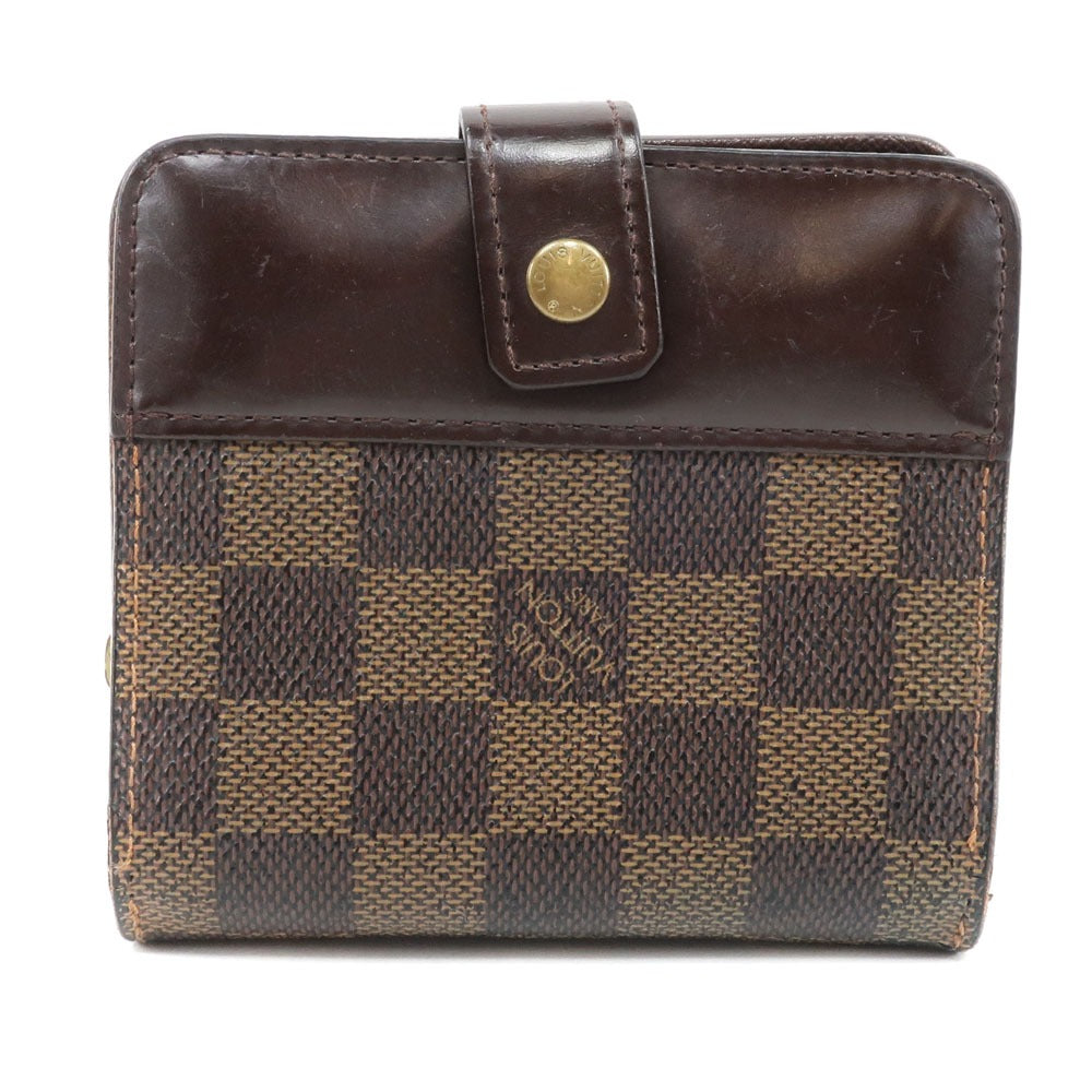 LOUIS VUITTON Bifold Wallet N61668 Damier canvas Brown Compact zip Women Used
