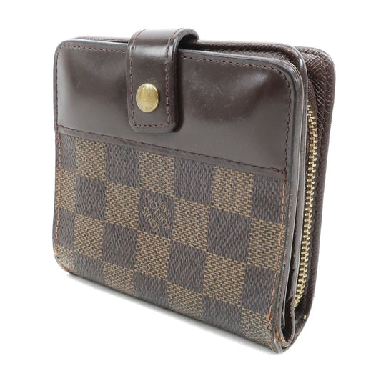 LOUIS VUITTON Bifold Wallet N61668 Damier canvas Brown Compact zip Women Used
