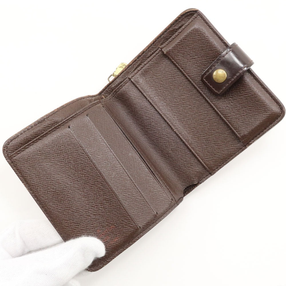 LOUIS VUITTON Bifold Wallet N61668 Damier canvas Brown Compact zip Women Used
