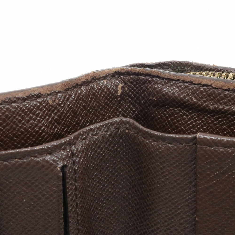 LOUIS VUITTON Bifold Wallet N61668 Damier canvas Brown Compact zip Women Used