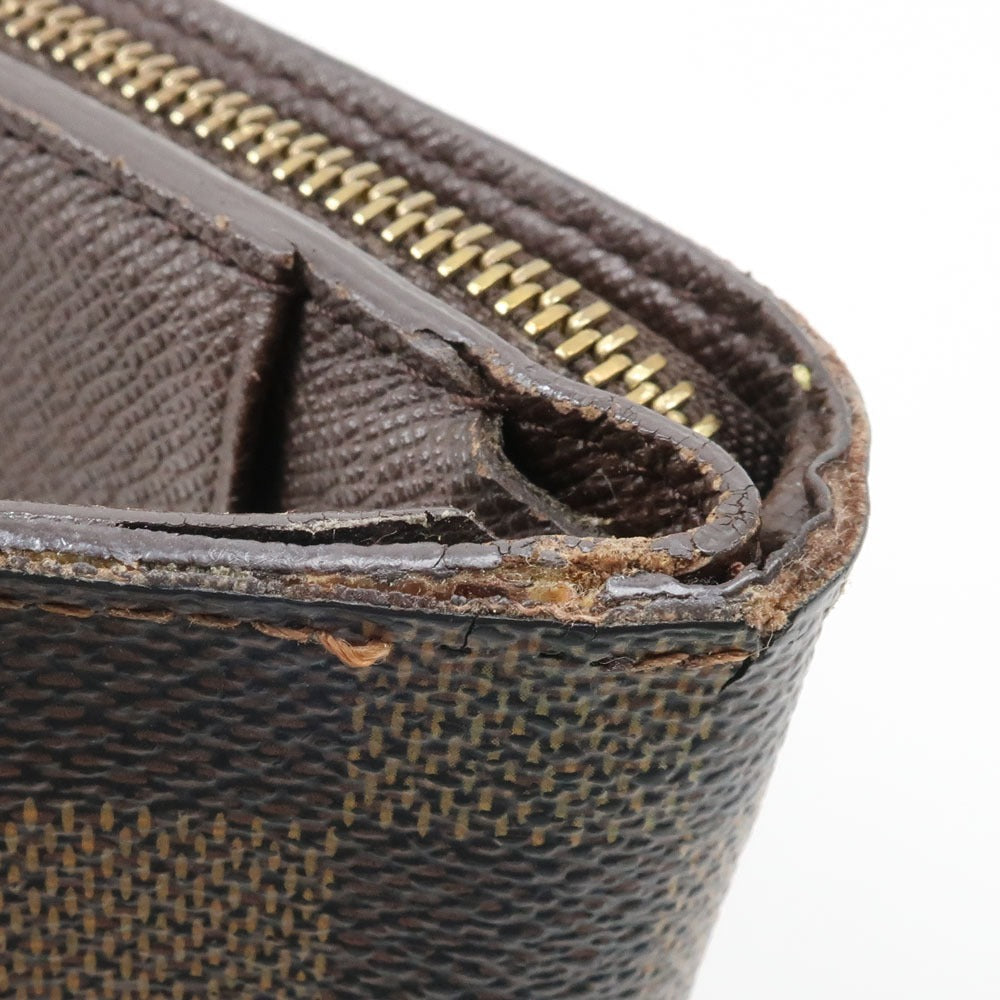 LOUIS VUITTON Bifold Wallet N61668 Damier canvas Brown Compact zip Women Used