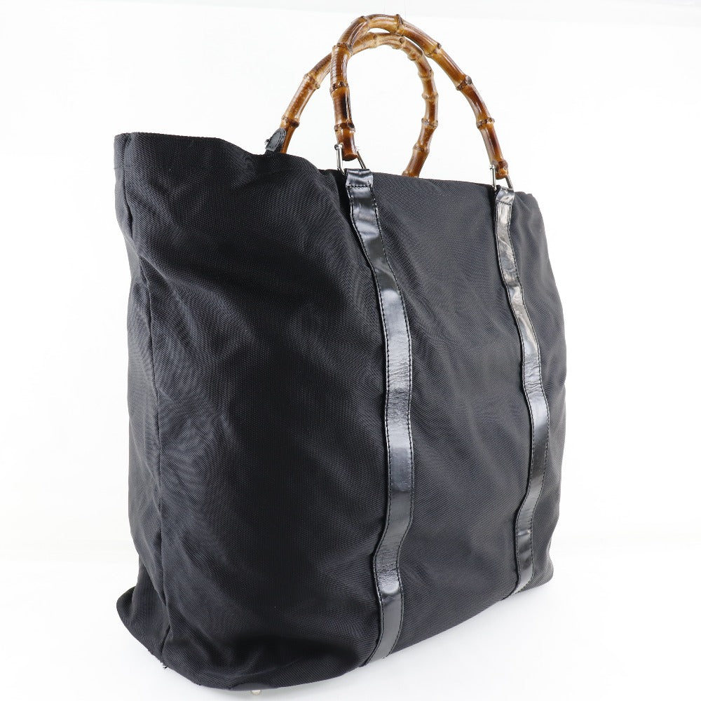 GUCCI Tote Bag 002-2058-0412-5 Nylon canvas, leather black Bamboo bag unisex(Unisex) Used