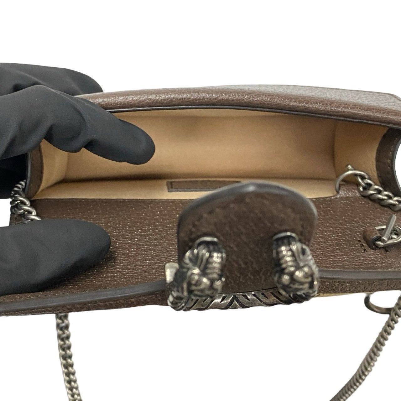 GUCCI Shoulder Bag leather Brown Jumbo GG Dionysus