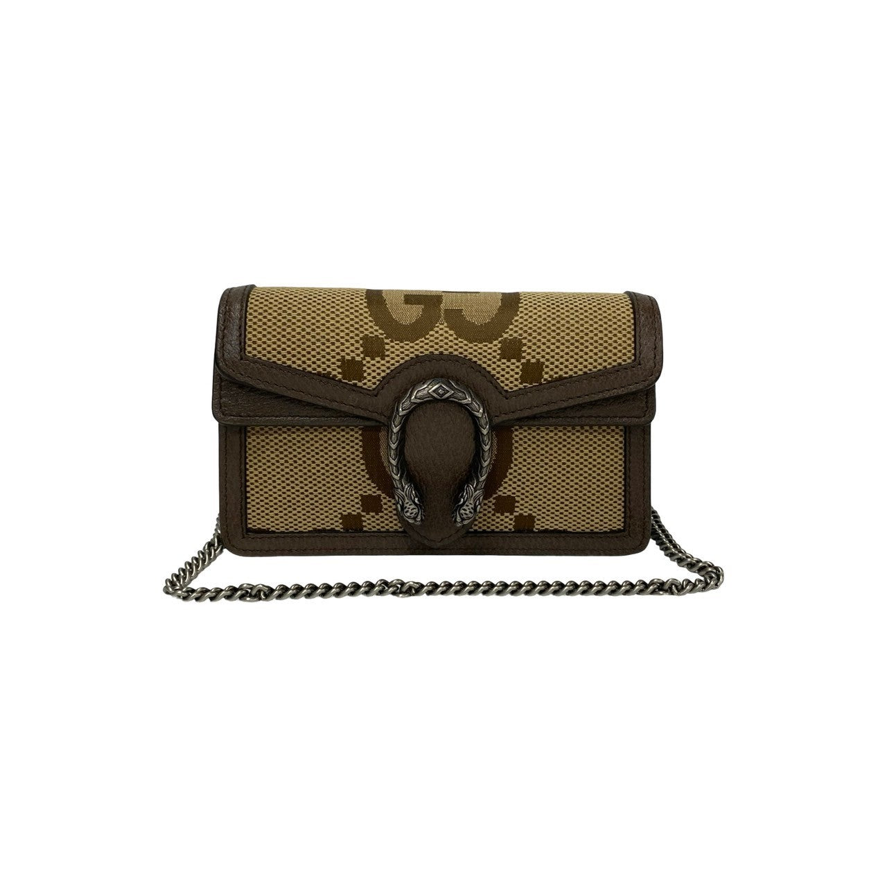 GUCCI Shoulder Bag leather Brown Jumbo GG Dionysus