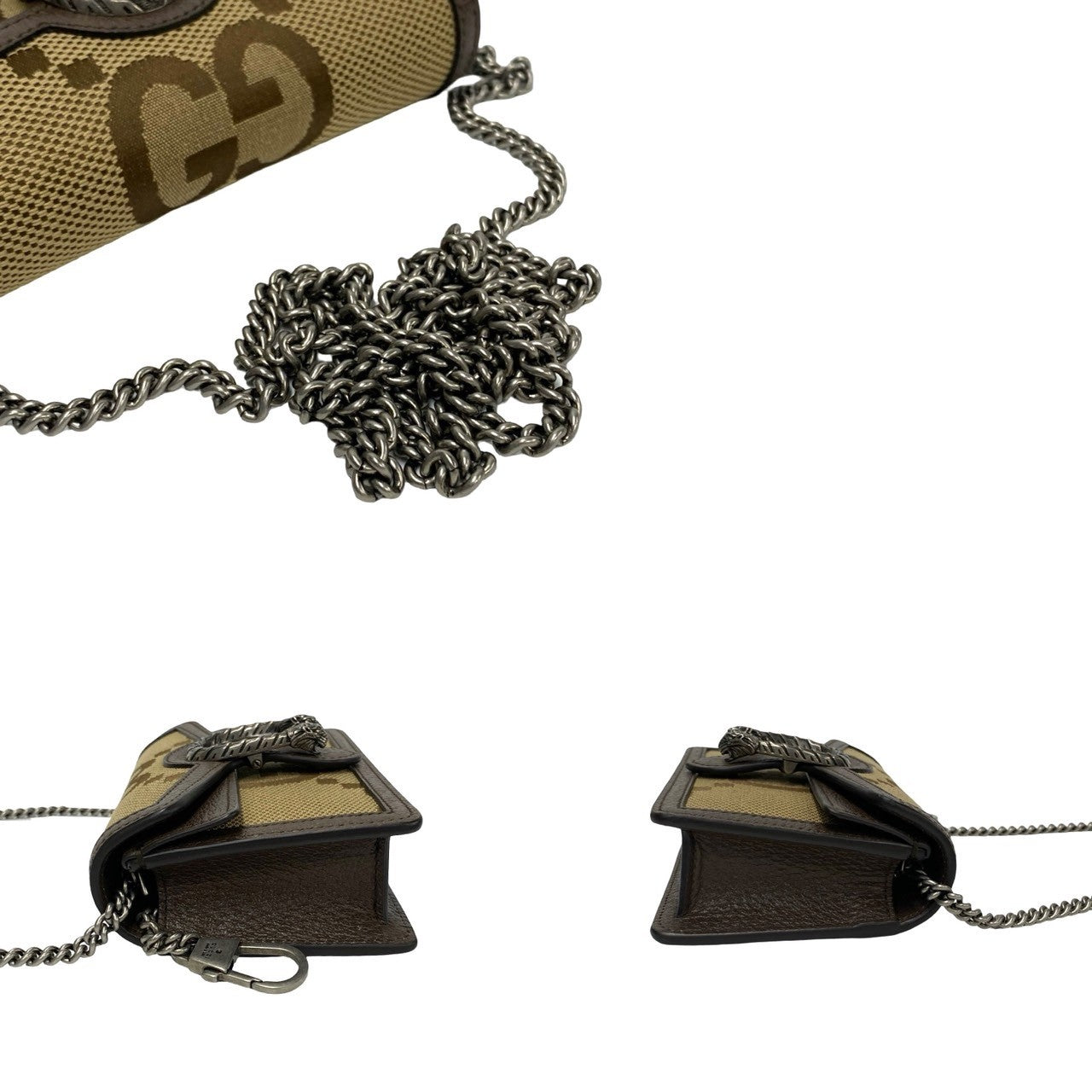 GUCCI Shoulder Bag leather Brown Jumbo GG Dionysus