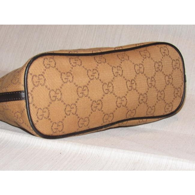 Gucci Vintage Rusty Orange Large G Logo Print Canvas Brown Leather And Hobo Bag