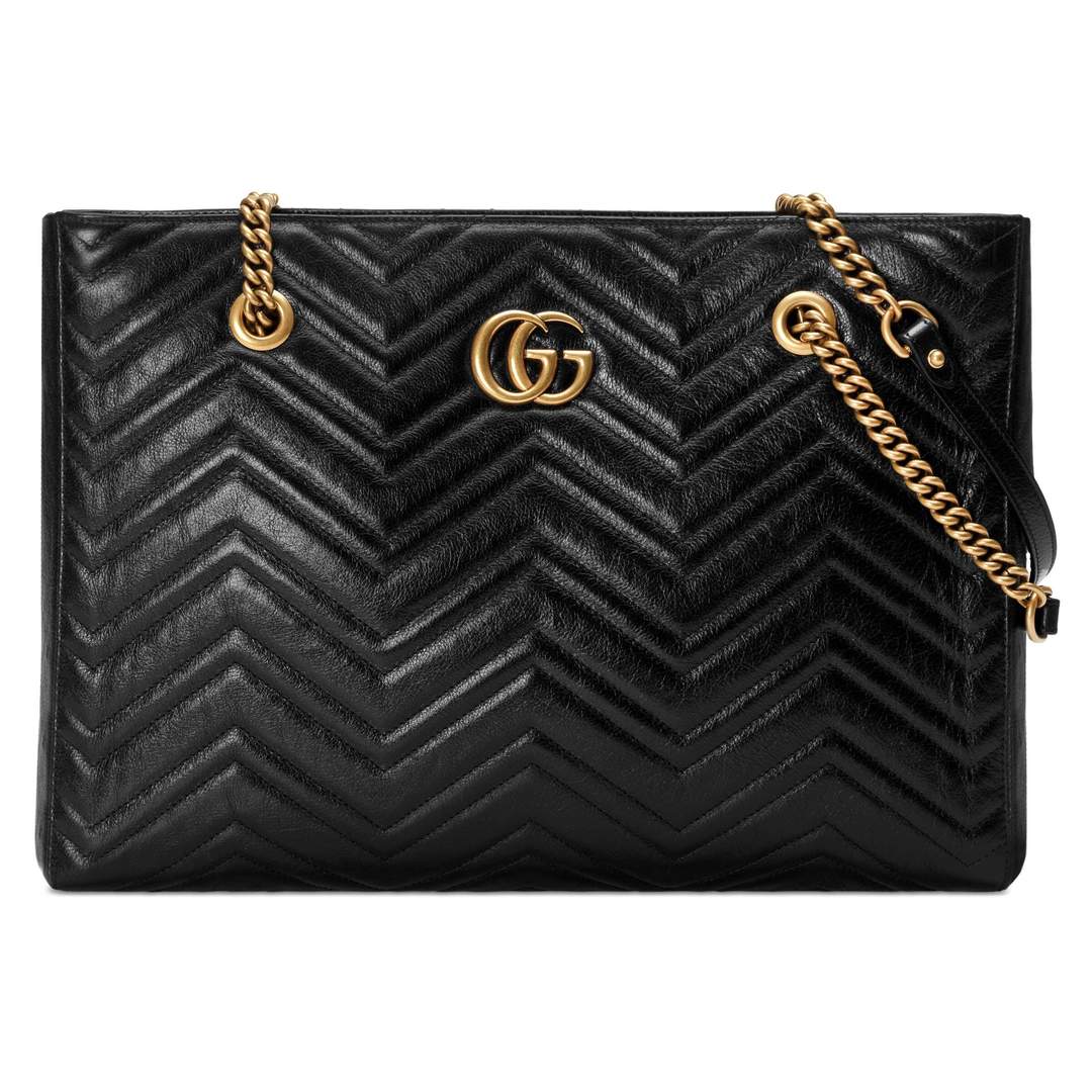 Gucci GG Marmont Matelassé Leather Shoulder Bag in Black