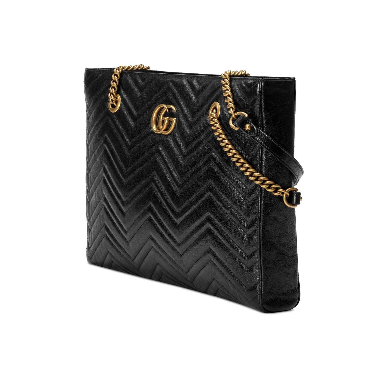 Gucci GG Marmont Matelassé Leather Shoulder Bag in Black