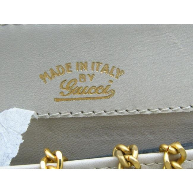 Gucci Stone Leather Two Way Purse w Gold G Logo Clasp & Chain Strap
