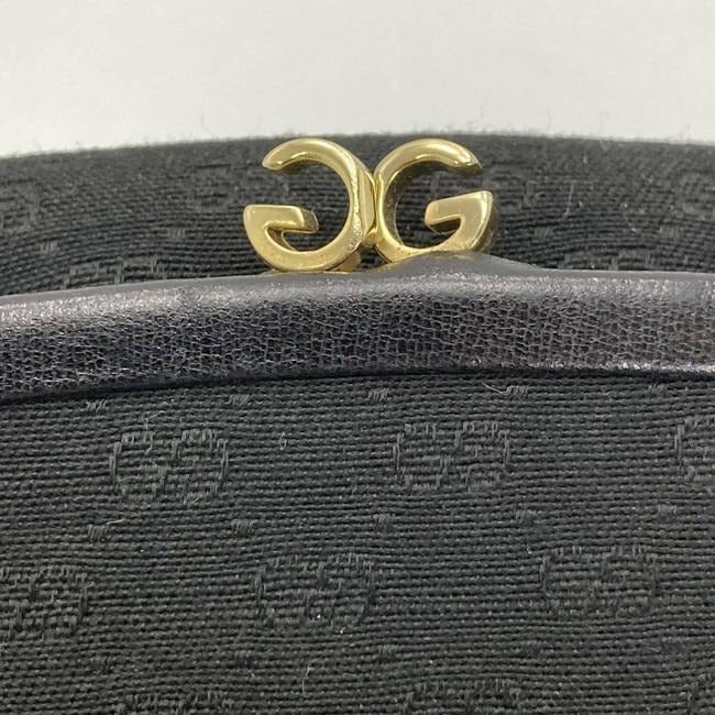 Gucci Vintage Boxy Hinged Top Black Micro Guccissima Print Silk And Leather Clutch