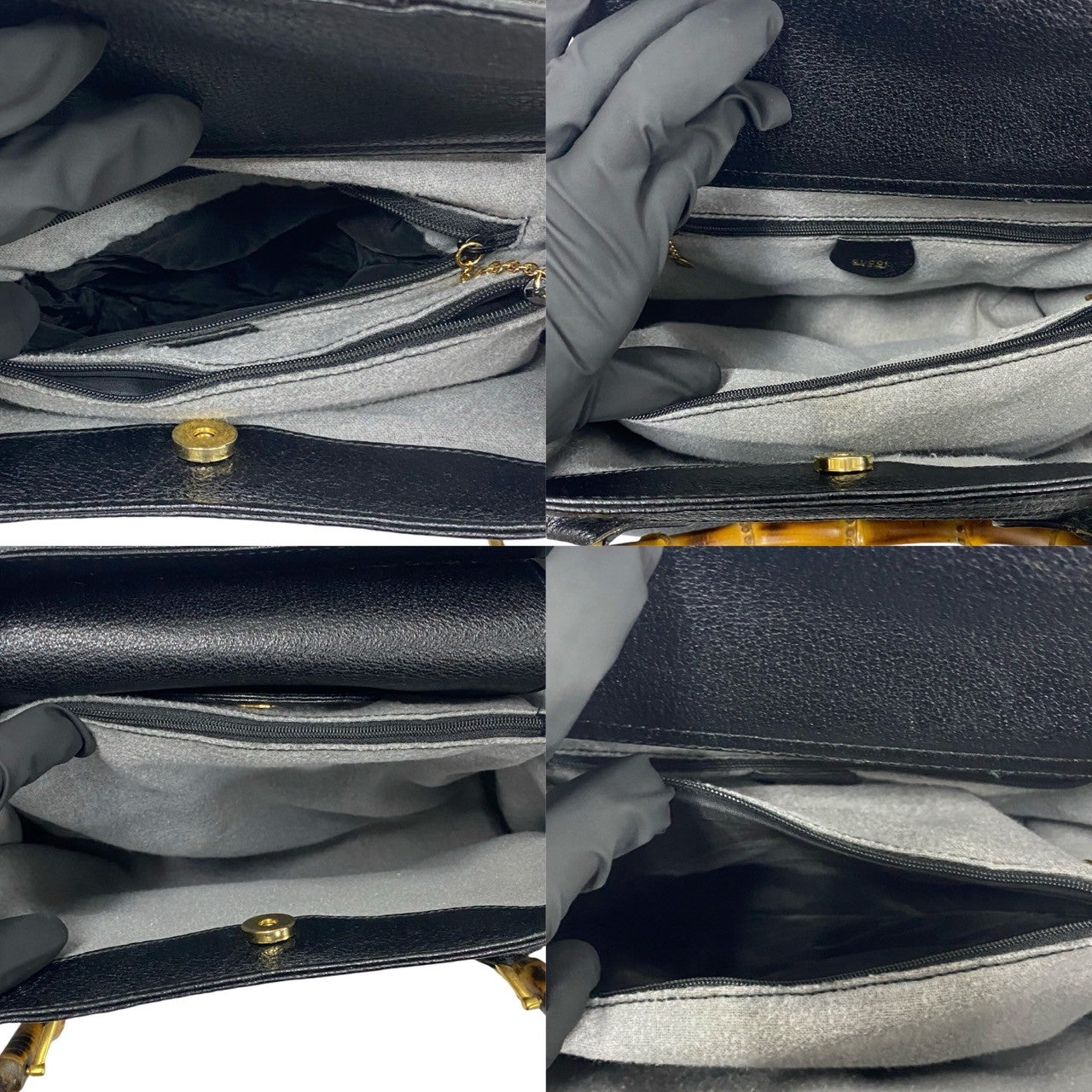 GUCCI Handbag leather black Bamboo